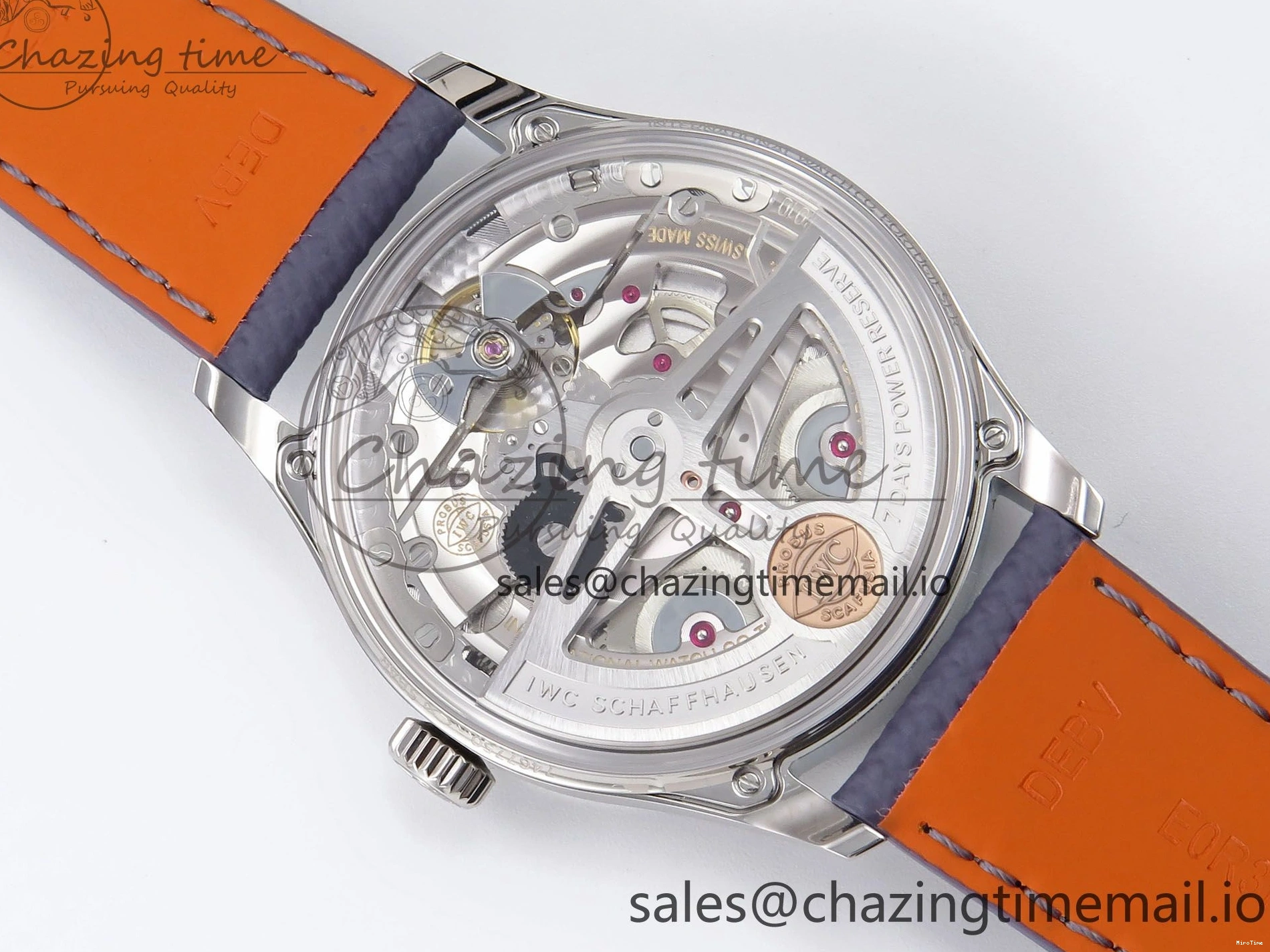 MIROTIME 0502 Lightweight Portugieser Automatic SS IW501708 APSF 1:1 Best Edition Light Blue Dial on Gray Leather Strap A 7012